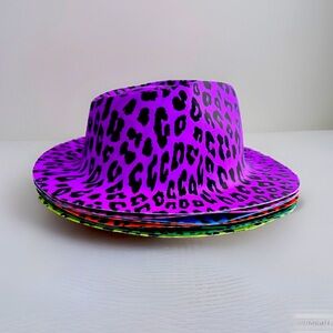 NWOT 24pc neon, animal print fedora party hats
